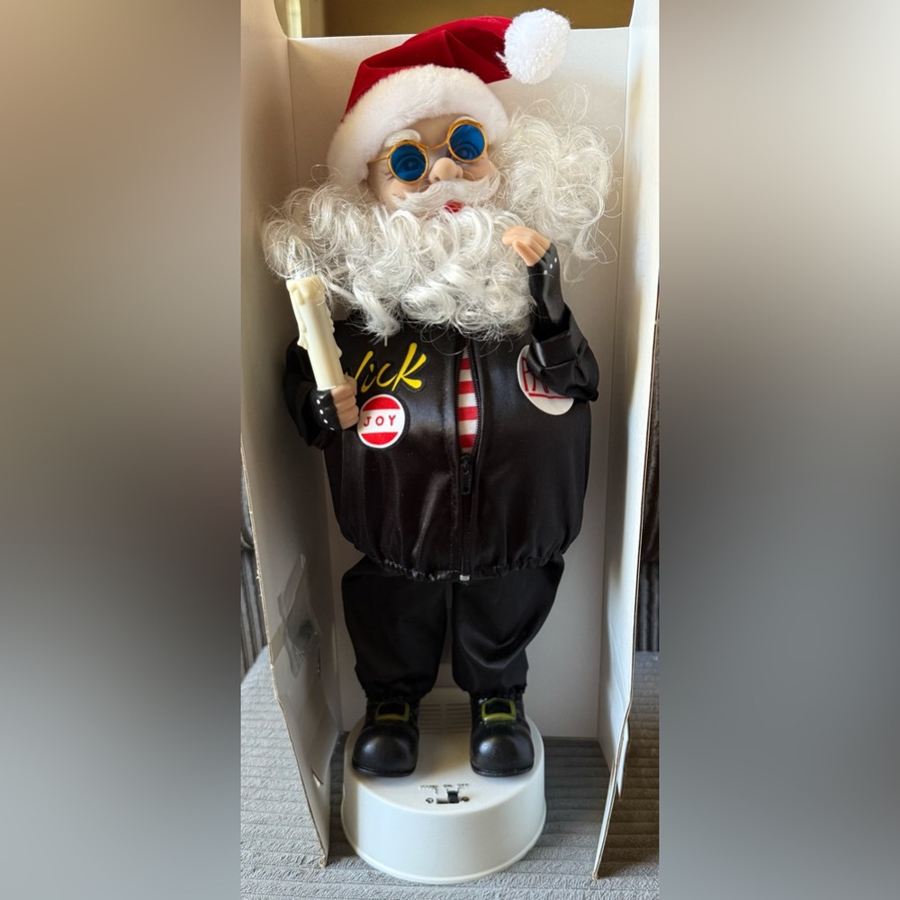 VTG Telco Cool Nick Santa Claus Figurine Candle Sunglasses 1989 Musical Dancing